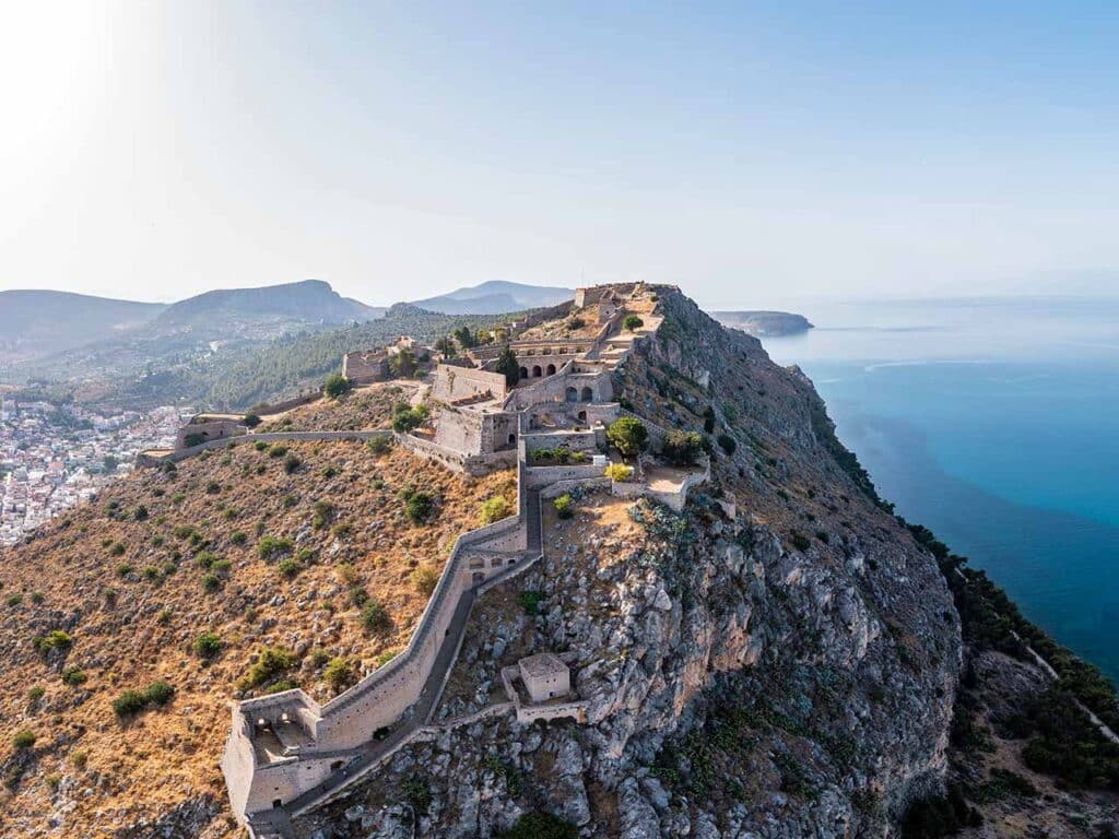 Grecia in camper nel Peloponneso: la Fortezza di Palamidi vista dal drone.
