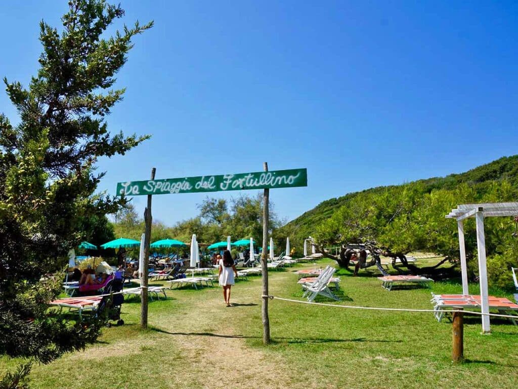 La spiaggia dell'area sosta Il Fortullino.