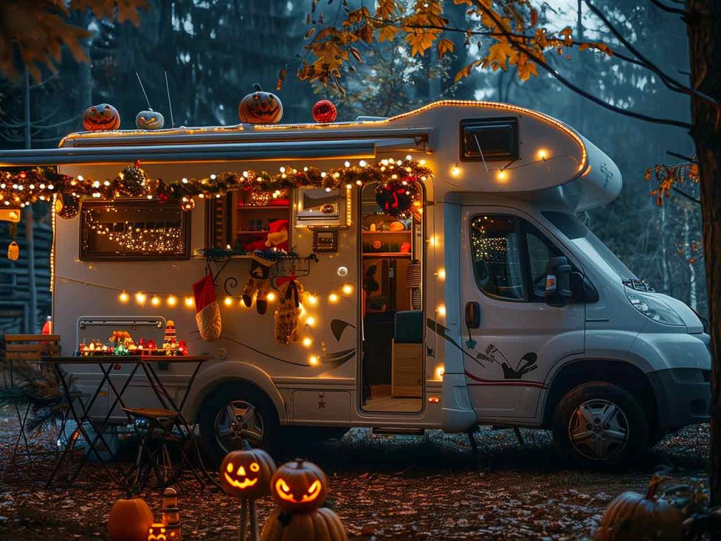 Mansardato addobbato per festeggiare Halloween, una delle cose da fare questo autunno in camper secondo il PLEINAIRCLUB.
