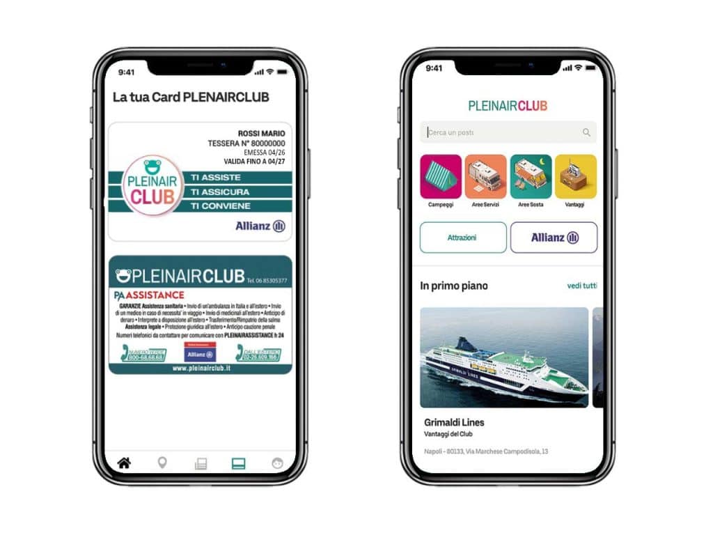L'App PLEINAIRCLUB con gli sconti per viaggiare in camper e caravan offerti dalla tessera del PLEINAIRCLUB.