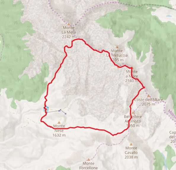 Ciaspolata a Prato di Mezzo: mappa del percorso