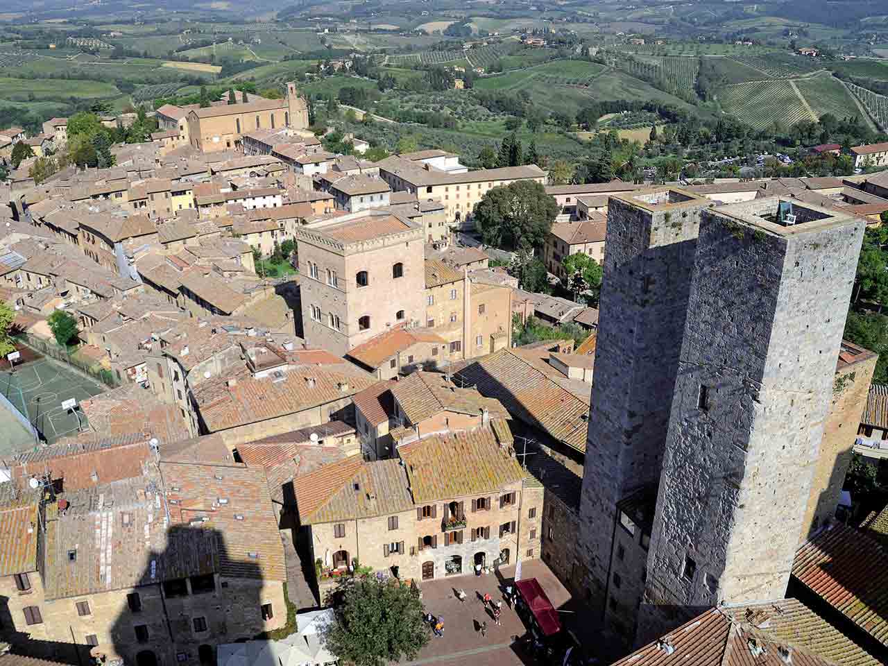 Veduta aerea di San Gimignano - Viaggio in camper a Siena e dintorni.