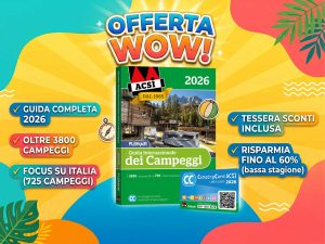 La Guida dei Campeggi ACSI 2026, offerta con un super sconto con la Promo Estate proposta dal PLEINAIRCLUB.