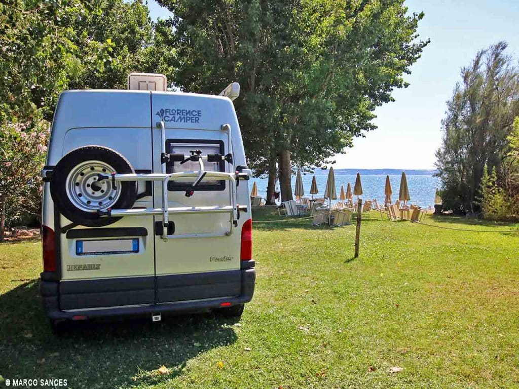 Lo spazio dedicato ai camper nel Camping Smeraldo.