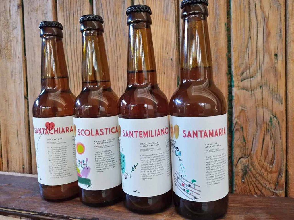 Alcuni prodotti del Birrificio F.lli Perugini di Foligno (PG).