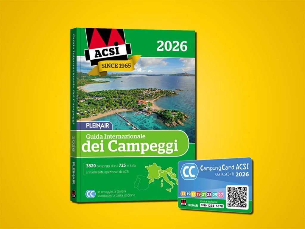 La Guida Internazionale dei Campeggi ACSI 2026, in vendita con lo sconto offerto dalla tessera del PLEINAIRCLUB.