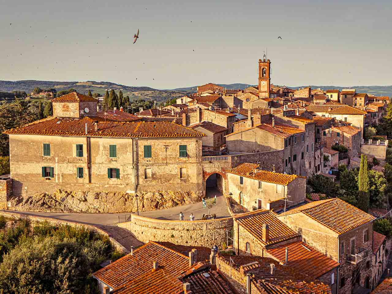 Panorama di Civitella Marittima (GR), una delle tappe del viaggio in camper in Maremma a Civitella Paganico proposto dal PLEINAIRCLUB.