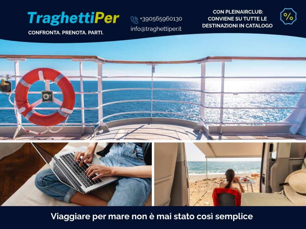 TraghettiPer, la piattaforma per confrontare i prezzi dei traghetti, prenotare e risparmiare, oggi anche con lo sconto offerto dal PLEINAIRCLUB.