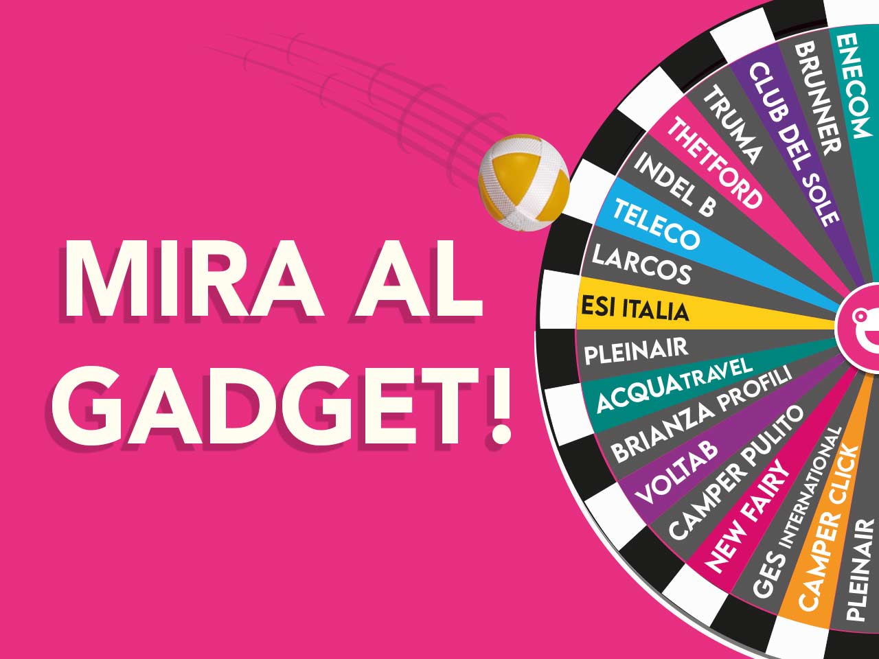 Tira al bersaglio di Mira al Gadget, il nuovo gioco del Club al Salone del Camper di Parma.