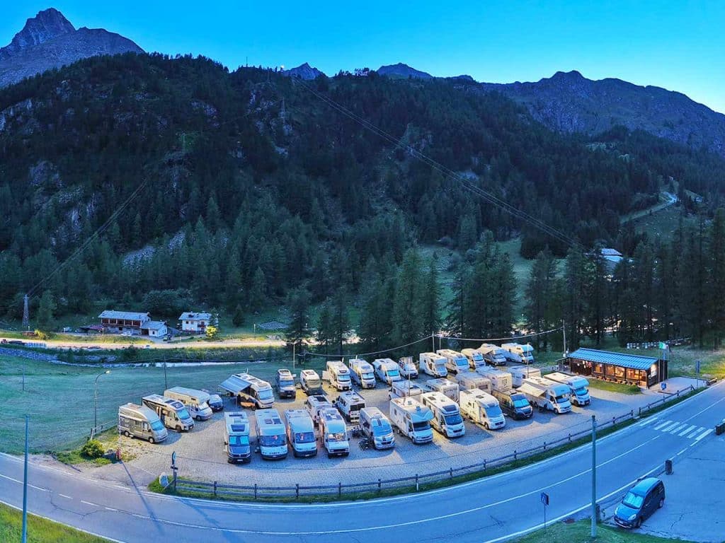 l'Area Sosta Tschaval a Gressoney-La-Trinité.